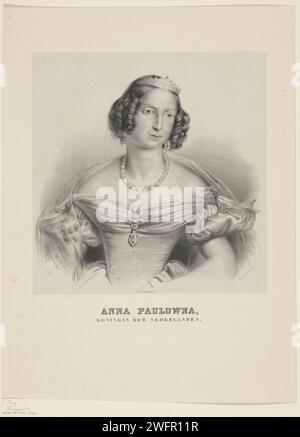 Portret van Anna Paulowna Romanowa, 1840 - 1863 stampa Ritratto di Anna Paulowna. Nel margine inferiore il suo nome e il suo titolo. Tipografia: Netherlandsprinter: The Haguepublisher: The Hague paper. Foto Stock