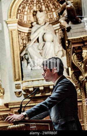 Paris, France. 31st Jan, 2024. © Antonin Burat/Le Pictorium/MAXPPP - Paris 31/01/2024 Antonin Burat/Le Pictorium - 31/01/2024 - France/Ile-de-France/Paris - Le Premier ministre Gabriel Attal prononce son discours de politique generale devant l'Assemblee nationale, le 30 janvier 2024. - Valeurs ACtuelles out, no jdd, jdd out, RUSSIA OUT, NO RUSSIA #norussia/31/01/2024 - France/Ile-de-France (region)/Paris - Prime Minister Gabriel Attal delivers his speech of general politic in front of the French National Assembly, on January 30, 2024. Credit: MAXPPP/Alamy Live News Stock Photo