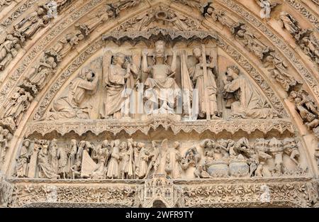 Leon, Portada de la Virgen Blanca o del juicio Final. Castilla y Leon, Spagna. Foto Stock