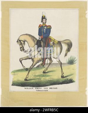 Ritratto equestre di Willem II, re dei Paesi Bassi, 1810 - 1899 stampa ritratto equestre di Willem II Il margine inferiore contiene nome e titoli. Carta Paesi in esaurimento Foto Stock