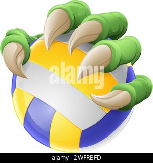 Artiglio softball Baseball Ball Dragon Monster Hand Illustrazione Vettoriale