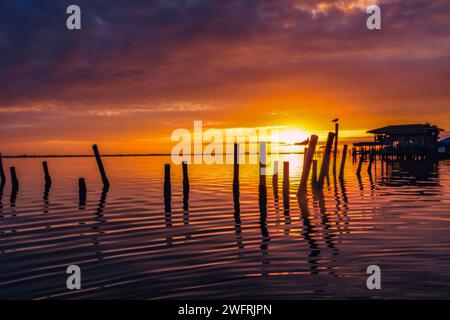 Alba sulla laguna Foto Stock