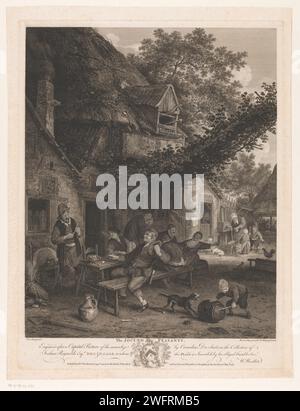 Allegri contadini in An inn, John Browne, dopo Cornelis Dusart, 1767 stampa Londra carta incisione/incisione hotel, Hostelry, inn Foto Stock