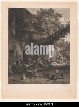 Allegri contadini in una locanda, John Browne, dopo Cornelis Dusart, 1751 - 1767 stampa London paper etching / incisione hotel, Hostelry, inn Foto Stock