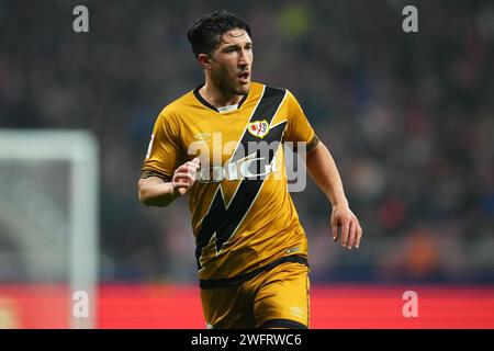 Madrid, Spagna. 31 gennaio 2024. Alfonso Pacha Espino di Rayo Vallecano durante la Liga EA Sports, data 20 tra Atletico de Madrid e Rayo Vallecano ha giocato al Civitas Metropolitano Stadium il 31 gennaio 2024 a Madrid, in Spagna. (Foto di Bagu Blanco/PRESSINPHOTO) crediti: PRESSINPHOTO SPORTS AGENCY/Alamy Live News Foto Stock