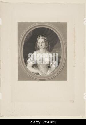 Portret van Anna Paulowna Romanowa, stampa del 1846 Ritratto di Anna Paulowna in un ovale. Incisione/incisione su carta Amsterdam Foto Stock