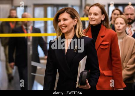 RIGA, Lettonia. 1 febbraio 2024. Olena Zelenska, First Lady dell'Ucraina, durante la Conferenza la Guerra della Russia ai bambini. Crediti: Gints Ivuskans/Alamy Live News Foto Stock