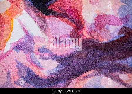 Lavaggio ad acquerello. Dipinto ad acquerello su sfondo bianco. Sfondo ad acquerello dipinto a mano. Foto Stock