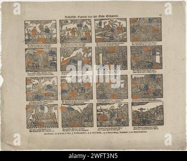 Bybelsche figure dell'Antico Testamento, c. 1782 - c. 1793 stampa Leaf con 16 rappresentazioni di storie dell'Antico Testamento. Sotto ogni immagine un verso bidirezionale. Numerato in alto a destra: 17. Editore: Amsterdamprint Maker: Stampa tipografica su carta olandese Old Testament Foto Stock