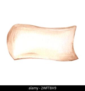 Etichetta regalo acquerello su nastro in delicato colore pesca. Illustrazione isolata disegnata a mano con spazio per la copia del testo. Modello vuoto per la pubblicità di vendita Foto Stock