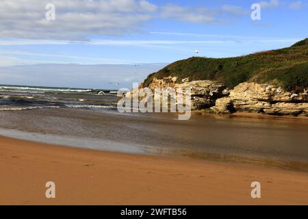 Vista sulla spiaggia di Somo nella provincia della Cantabria in Spagna. Foto Stock