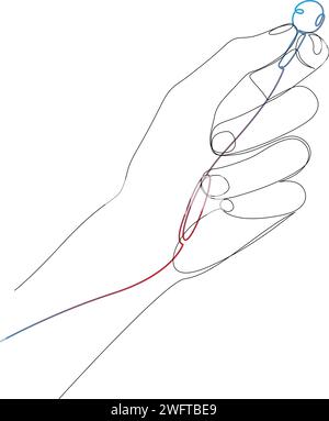 Linea minimalista di cuffie con impugnatura. Illustrazione vettoriale Illustrazione Vettoriale