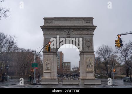 Washington Square a New York. Data foto: Domenica 28 gennaio 2024. Foto: Richard Gray/Alamy Foto Stock