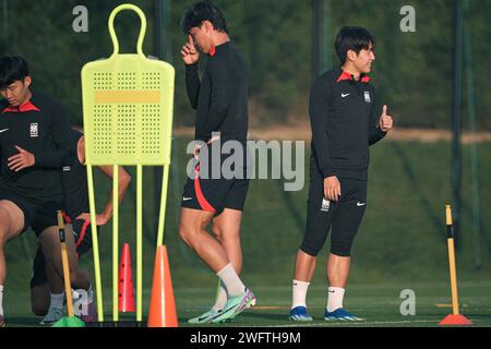 Doha, Qatar. 1 febbraio 2024. AFC Asian Cup Qatar 2023, sessione ufficiale di allenamento - Korea Rebpublic, Doha, Qatar ad al Egla 7. Crediti: Meng Gao/Alamy Live News Foto Stock