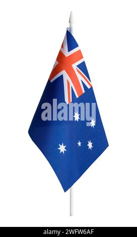 Bandiera da scrivania australiana tagliata su bianco. Foto Stock