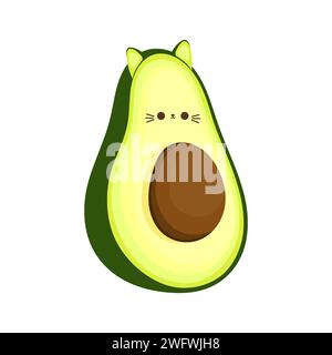 Illustrazione vettoriale icona Cat avocado Illustrazione Vettoriale