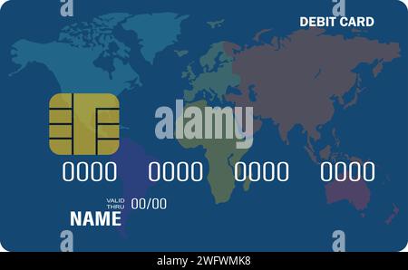 Mockup vettoriali carte di debito, campione di carte bancarie, campione di smart card Illustrazione Vettoriale