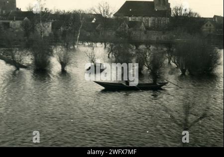 Alluvione dell'Elba nei pressi di Domitz an der Elbe, Germania, 1940-10-04 Foto Stock