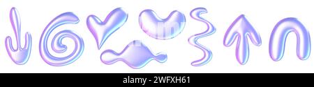 Liquido olografico forma y2k. Foto Stock