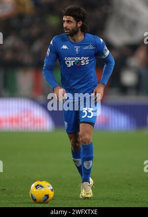 Torino, Italia. 27 gennaio 2024. Sebastiano Luperto dell'Empoli FC durante la partita di serie A allo stadio Allianz di Torino. Il credito fotografico dovrebbe leggere: Jonathan Moscrop/Sportimage Credit: Sportimage Ltd/Alamy Live News Foto Stock