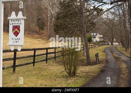 DATA: 02012024; i posti migliori per ammirare la vista di Catoctin Creek dalla strada includono il Foxton Cottage, che attira la maggior parte degli occhi. Questa casa, di nuovo con Foto Stock