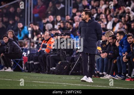 1 febbraio 2024; Coliseum Alfonso P&#xe9;rez, Getafe, Spagna, la Liga calcio spagnola, Getafe contro Real Madrid; Bordalas Foto Stock