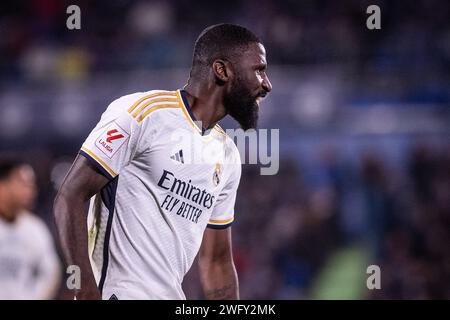 1 febbraio 2024; Coliseum Alfonso Pérez, Getafe, Spagna, la Liga calcio spagnola, Getafe contro Real Madrid; Rudiger Foto Stock