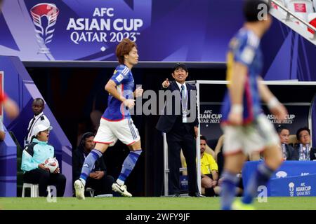 Stadio al Thumama, Doha, Qatar. 31 gennaio 2024. Hajime Moriyasu (JPN), 31 gennaio 2024 - calcio/calcio : AFC Asian Cup Qatar 2023 Round of 16 partita tra Bahrain 1-3 Giappone allo stadio al Thumama, Doha, Qatar. Credito: AFLO/Alamy Live News Foto Stock