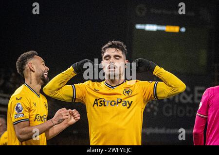 Wolverhampton, Regno Unito. 2 febbraio 2024. Wolverhampton, Inghilterra, 1 febbraio 2024: XXXXX durante la partita di calcio della Premier League tra Wolverhampton Wanderers e Manchester United al Molineux Stadium di Wolverhampton, Inghilterra (Richard Callis/SPP) credito: SPP Sport Press Photo. /Alamy Live News Foto Stock