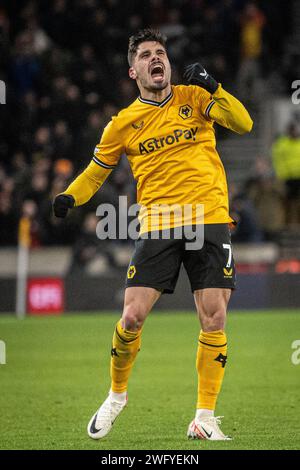 Wolverhampton, Regno Unito. 2 febbraio 2024. Wolverhampton, Inghilterra, 1 febbraio 2024: XXXXX durante la partita di calcio della Premier League tra Wolverhampton Wanderers e Manchester United al Molineux Stadium di Wolverhampton, Inghilterra (Richard Callis/SPP) credito: SPP Sport Press Photo. /Alamy Live News Foto Stock