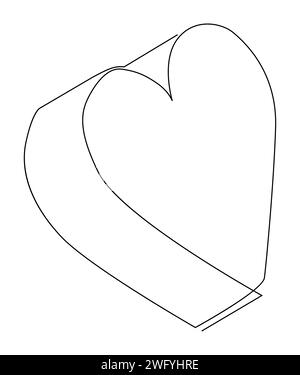 Una linea continua di cuore. Illustrazione sottile concetto di amore vettoriale. Idee creative per San Valentino. Illustrazione Vettoriale