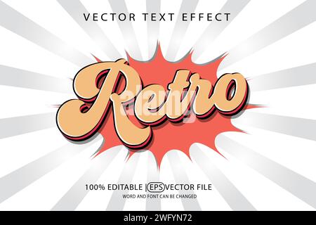 Effetto testo modificabile stile fumetto 3D vettoriale Premium retro Illustrazione Vettoriale