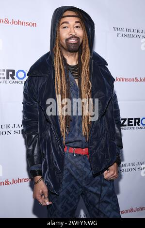 New York, USA. 1 febbraio 2024. Ty Hunter partecipa all'ottava edizione del Blue Jacket Fashion Show presso i Moonlight Studios, New York, NY, il 1° febbraio 2024. (Foto di Anthony Behar/Sipa USA) credito: SIPA USA/Alamy Live News Foto Stock