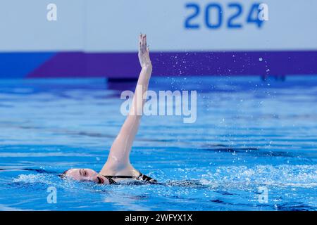 Doha, Qatar. 2 febbraio 2024. DOHA, QATAR - 2 FEBBRAIO: Marloes Steenbeek dei Paesi Bassi in gara con la donna solo Technical il giorno 1: Nuoto artistico dei Campionati mondiali di Doha 2024 il 2 febbraio 2024 a Doha, Qatar. (Foto di MTB-Photo/BSR Agency) credito: BSR Agency/Alamy Live News Foto Stock