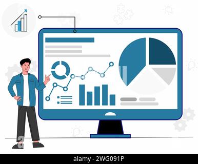 Illustrazione vettoriale del concetto di Data Analyst Foto Stock