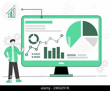 Illustrazione vettoriale del concetto di Data Analyst Foto Stock