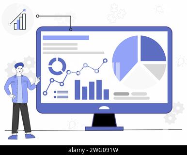 Illustrazione vettoriale del concetto di Data Analyst Foto Stock