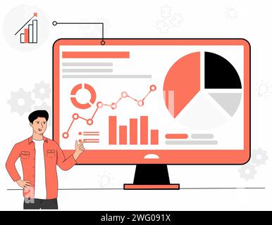 Illustrazione vettoriale del concetto di Data Analyst Foto Stock