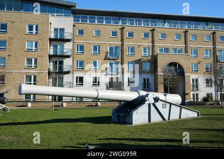La pistola di Gibilterra all'Arsenale di Woolwich. Woolwich, Londra, Regno Unito, 19 gennaio 2024. Foto Stock