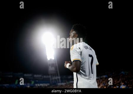 Madrid, Spagna. 1 febbraio 2024. Vinicius Junior del Real Madrid visto durante la partita di la Liga 2023/24 tra Getafe e Real Madrid al Coliseum Stadium. Getafe 0 : 2 Real Madrid credito: SOPA Images Limited / Alamy Live News Foto Stock