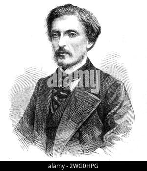 Movers and Seconders of the Addresses in both Houses of Parliament in risposta al discorso della regina: Lord Dufferin, 1862. Incisione da una fotografia di "...John e Charles Watkins, di Parliament-Street. Frederick Temple Blackwood, quarto barone Dufferin, nella parìa d'Irlanda, e Barone Clandeboye, nella parìa del Regno Unito, con il quale ultimo titolo detiene il suo seggio nella camera dei lord, è l'unico figlio maschio del terzo barone, dalla figlia maggiore del defunto Thomas Sheridan, Scudiero, nipote del famoso Richard Brinsley Sheridan... completò la sua formazione alla Christ Church, Ox Foto Stock