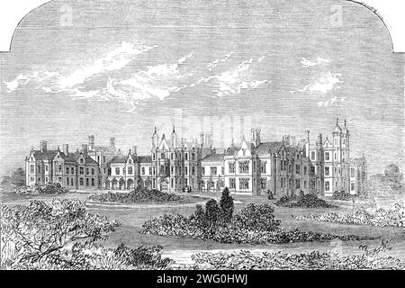 The Infant Orphan Asylum a Wanstead, 1862. "Il dottor Andrew Reed è venuto a conoscenza della necessità di...[un] istituto per i neonati... il Consiglio del London Asylum was...besieged da parte di vedove che trovavano le mani così legate dai bambini piccoli da rendere lo sforzo per il resto della famiglia un'assoluta impossibilità...[Dr Reed] indirizzò un appello toccante al pubblico, e temporaneamente ha portato alcuni piccoli in casa sua. Amici e soldi presto arrivarono in suo aiuto...l'attuale casa sontuosa era...inizialmente progettata per accogliere bambini orfani senza distinzione dal primo periodo all'ag Foto Stock