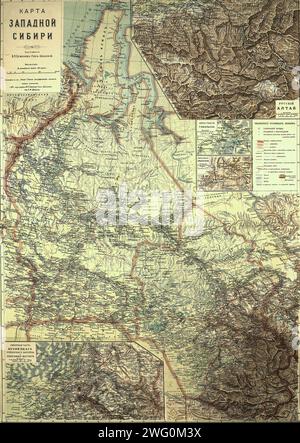 Mappa della Siberia occidentale, 1899-1914. Foto Stock