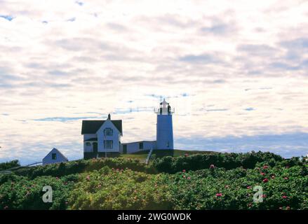 Il faro per antonomasia del New England. Faro di Nubble, York, io Foto Stock