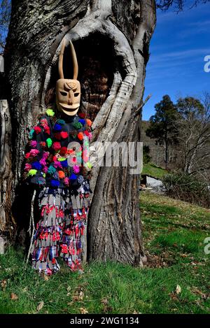 Maschera di Lazarim (Lamego, Portogallo) a Vibo Mask Meeting, Vilariño de Conso, Ourense, Spagna Foto Stock