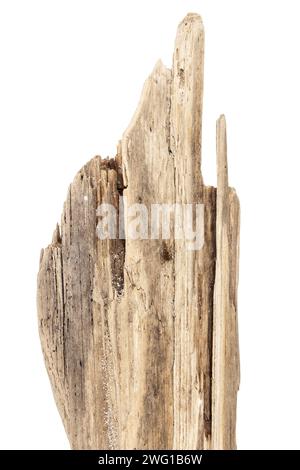 Parte di legno di driftwood isolato su sfondo bianco. Foto Stock