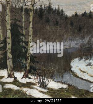 Toppe scongelate nel Taiga vicino a Krasnoyarsk. All'inizio della primavera del 1904. Boris Vasilievich Smirnov (1881-1954) è stato un artista russo che nel 1904 viaggiò con un trasporto di prigionieri dalla Russia occidentale attraverso la Siberia. Lungo la strada creò una serie di disegni e acquerelli delle persone e dei luoghi che incontrò. Museo statale di storia regionale e Folklife di Novosibirsk Foto Stock