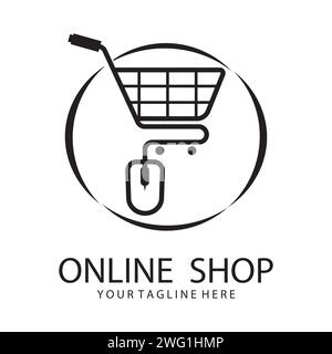 Illustrazione del logo vettoriale del carrello della spesa online Illustrazione Vettoriale
