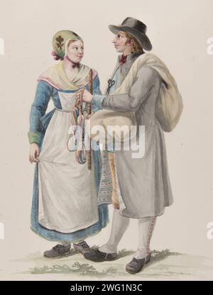 Abbigliamento - "Habitants de la Westergothie" Una nave e una donna, 1780-1840. Foto Stock