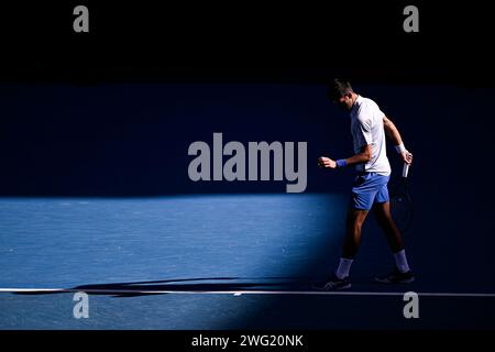 Melbourne, Australie. 26 gennaio 2024. Novak Djokovic durante il torneo di tennis Australian Open AO 2024 del grande Slam il 26 gennaio 2024 al Melbourne Park di Melbourne, Australia. Foto Victor Joly/DPPI Credit: DPPI Media/Alamy Live News Foto Stock